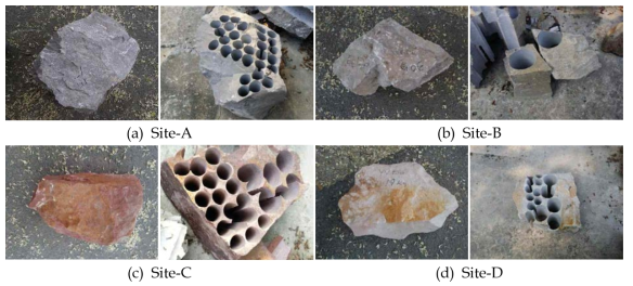 Rock sampling for various rock test