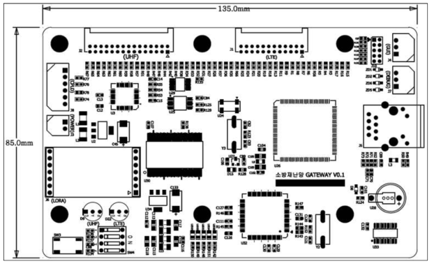 다표준 이동형 게이트웨이 MCU PCB Top 부품 배치도