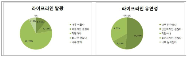 라이프라인 2차 리빙랩 현장요원 평가결과(발광, 유연성)