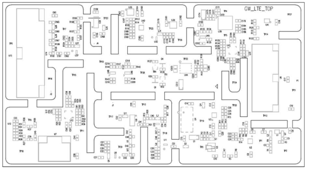다표준 이동형 게이트웨이 LTE-800 모듈 PCB Top 부품 배치도