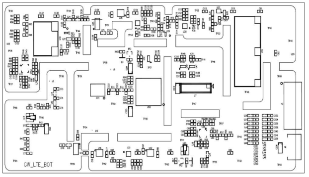 다표준 이동형 게이트웨이 LTE-800 모듈 PCB Bottom 부품 배치도
