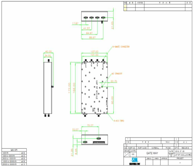 다표준 이동형 게이트웨이 UHF 모듈 기구 설계도