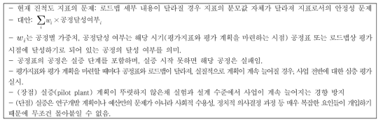 기술개발 진척도 지표의 다른 대안