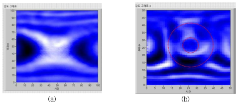 (a) Silicon wafer 영상화 결과, (b) Silicon wafer 내 금속 물질 시편 영상화 결과