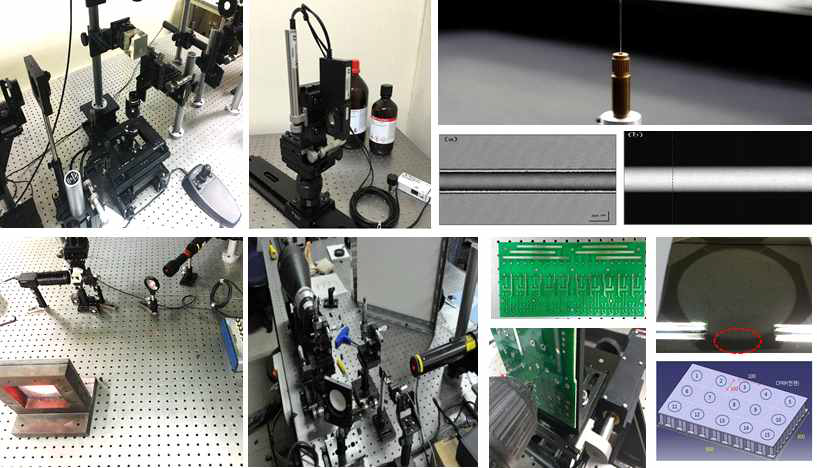 2단계 1차 년도에 제작한 광학 단층 촬영용 디지털 홀로그래피 (상) 및 디지털 레이저 상관 시스템 (하), 잠닉손상 시편 제작 및 측정 시스템