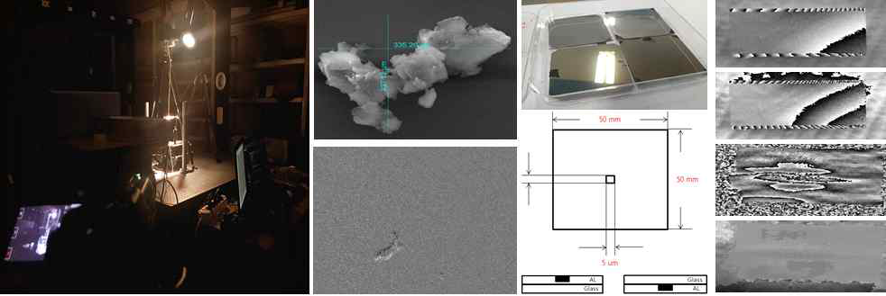 전단간섭계를 이용한 ITO 샘플 위상 측정, 알루미늄 케소드 시편 정보, GFRP 사선형, 원형 박리 측정 결과