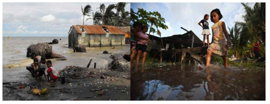 기후변화로 인한 해수면의 상승으로 고통 받는 투발루 아동들