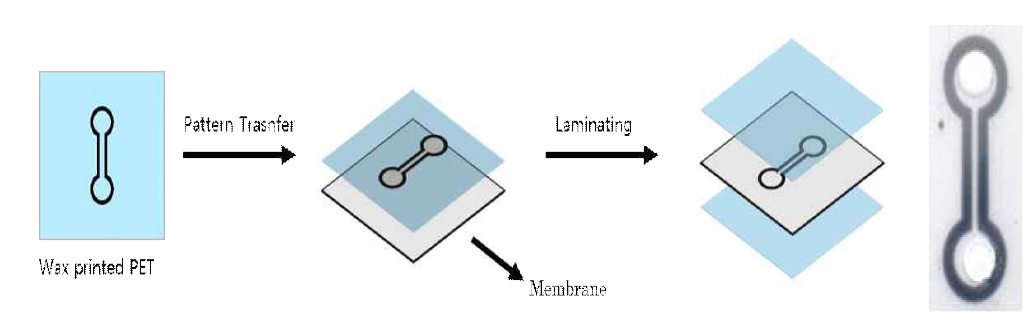 Laminating 공정 도식표 및 공정으로 제작된 칩