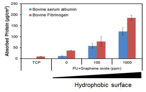 표면 친수화 정도에 의한 단백질 흡착