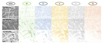 하이브리드 복합재의 소결 후 EDS 원소별 mapping 결과