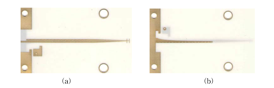 제작된 고장기장용 수신 안테나 및 발룬 (a) 윗면 (b) 아랫면