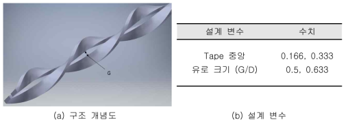 Rail-type twisted tape 개념도 및 설계 변수