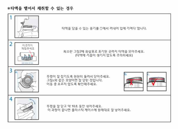 본 연구팀에서 saliva 샘플링을 위해 한글로 번역 제작한 환자 및 보호자용 타액 검사 안내서