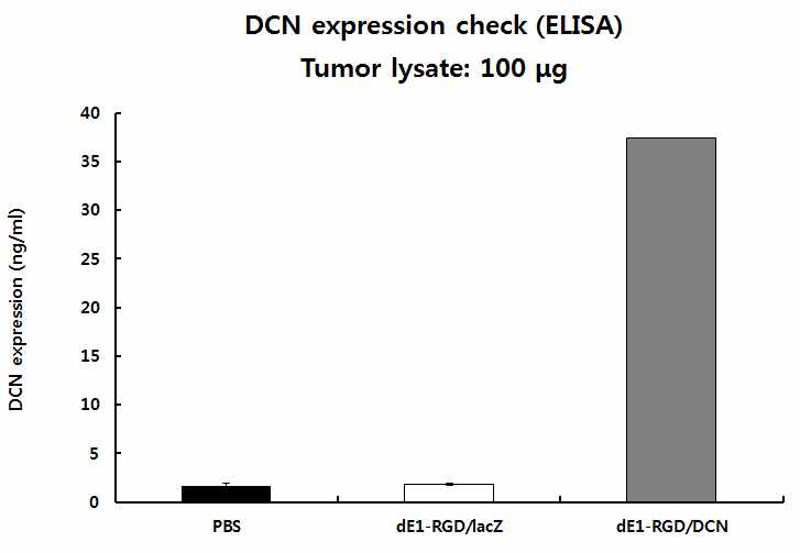 아데노바이러스에 의한 DCN 유전자의 종양조직 내로의 전달 및 발현
