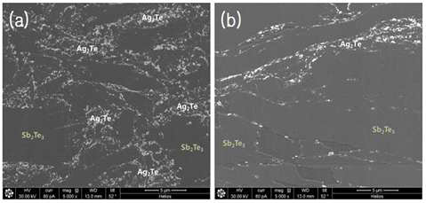 FIB/HR-SEM image of Sb2Te3/Ag2Te( composite (ST/AT = 2:1)