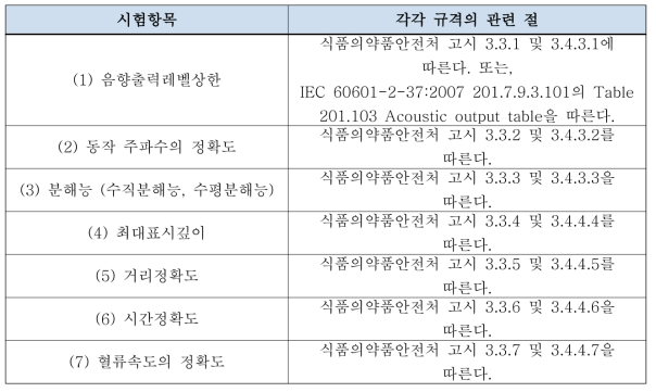 성능평가 시험항목