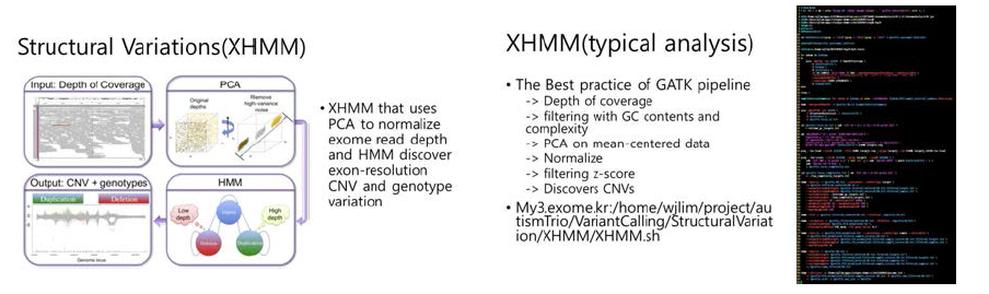 XHMM의 원리 및 구동을 위해 제작한 파이프라인의 예