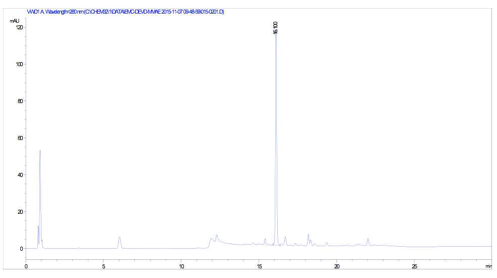 AcK(Boc)GD(tBu)E(tBu)VD(tBu)-PABC의 HPLC 크로마토그램