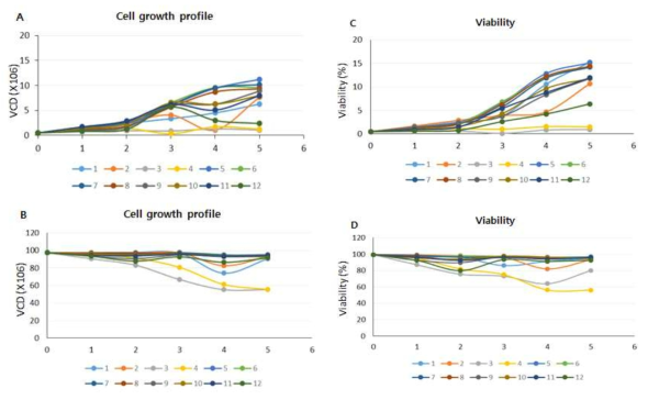 HTCS 배양조건에 따른 Cell growth 및 Viability 분석