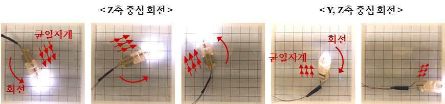 캡슐의 회전 운동 (y, z축 중심)