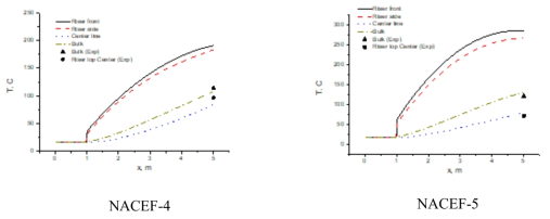 벌크 온도와 중심선 온도 분포 비교