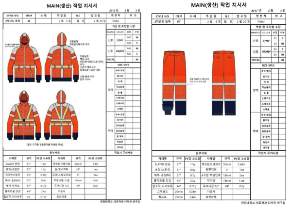 Winter uniform -Main Design & Oder sheet