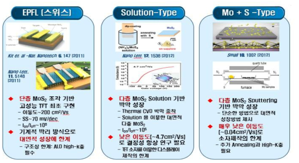 MoS2 대면적 성장방법과 전기소자 이용의 한계