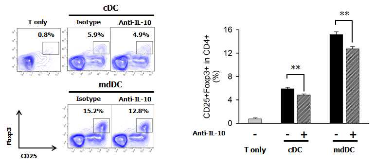 Anti-IL-10 mAb에 의한 CD4+CD25- T cell로부터 CD4+CD25+Foxp3+ Treg 생산 차단