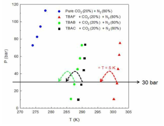 QAS 세미 클러스레이트에서의 CO2 분리율 및 저장 용량 측정을 위한 조건 설정