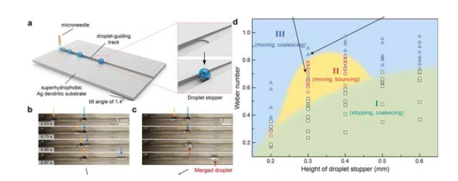개발한 초소수성 표면의 물방울 제어 원리