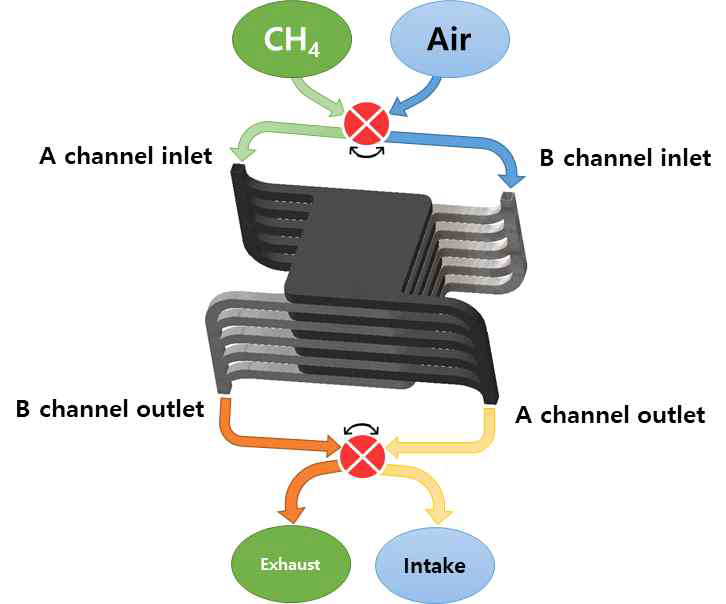 전체 반응기 형상을 포함한 schematic diagram