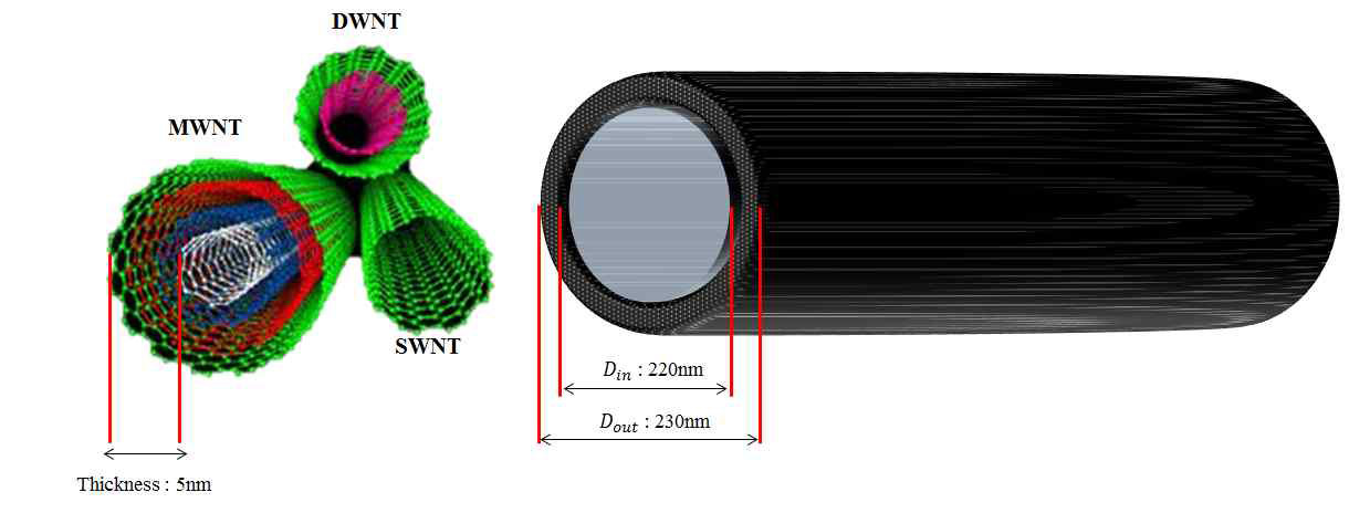 MWCNT의 Wall thickness