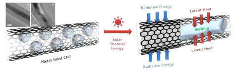 Metal-filled CNT의 태양열 흡수 및 비열 특성 동시 향상 개념도