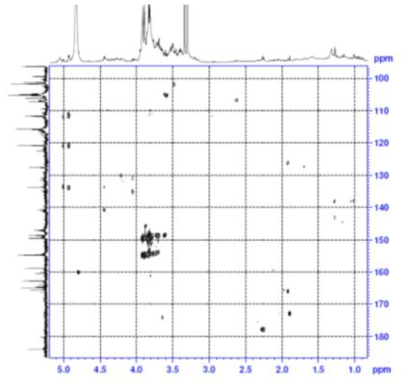 Expanded form of HMBC spectrum of compound 3