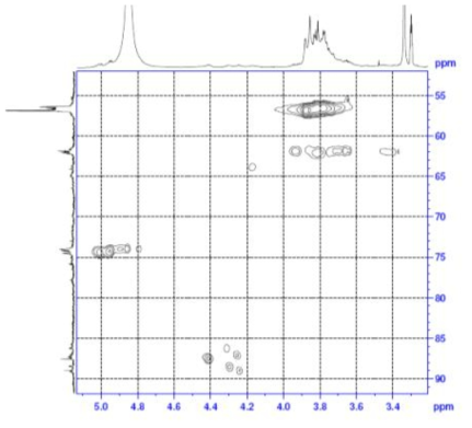 Expanded form of HSQC spectrum of compound 4