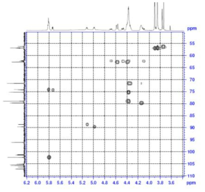 Expanded form of HSQC spectrum of compound 6