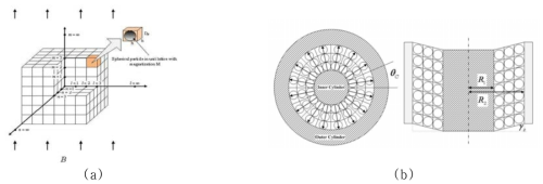 (a) Schematic diagram of the proposed behavioral model configuration and (b) cross-sectional schematic diagrams of the cylindrical model system