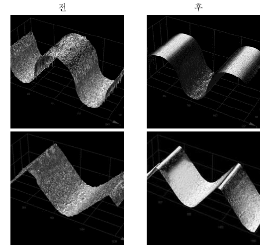3차원 형상 WC의 표면처리 전 후