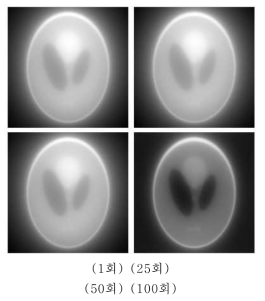 반복적 복원 횟수에 따른 영상 복원