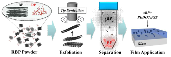 고품질 흑린의 분리 및 이의 PEDOT:PSS 복합화 모식도