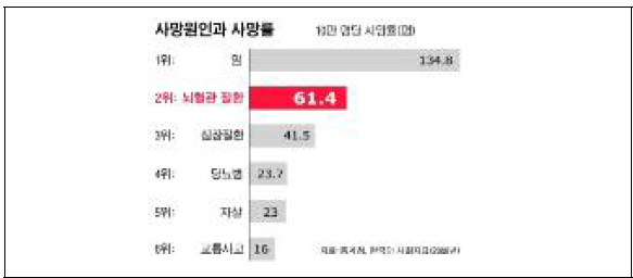 국내 인구 10만명당 사망 원인과 사망률