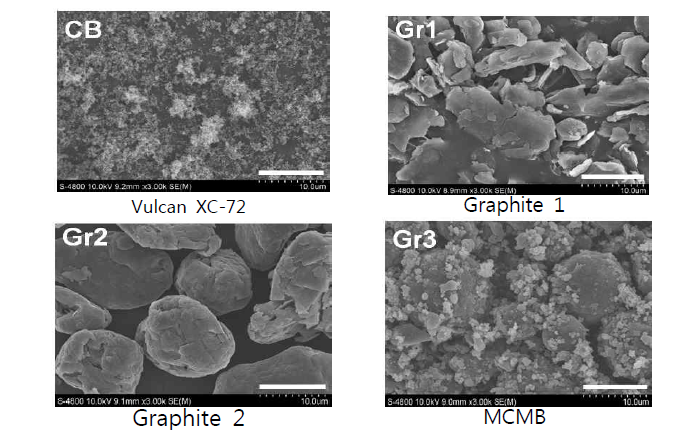 탄소종류 표면 SEM 사진