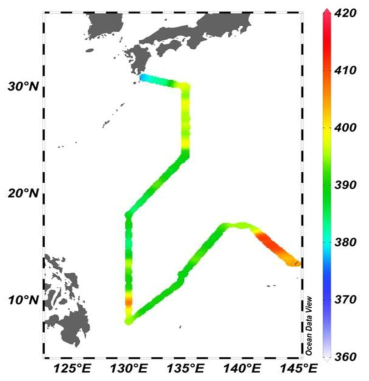 Surface pCO2 distribution in the northwestern Pacific during 2016 autumn