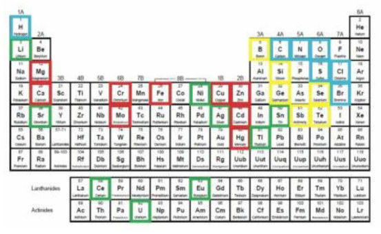 Periodic table for studying metal stable isotopes (Bullen and Eisenhauer, 2009)
