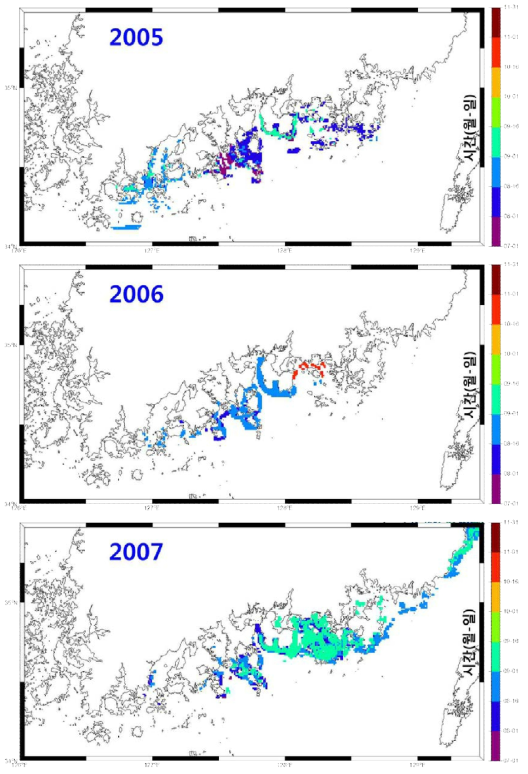 (Continued) 적조 발생의 시·공간적 변화