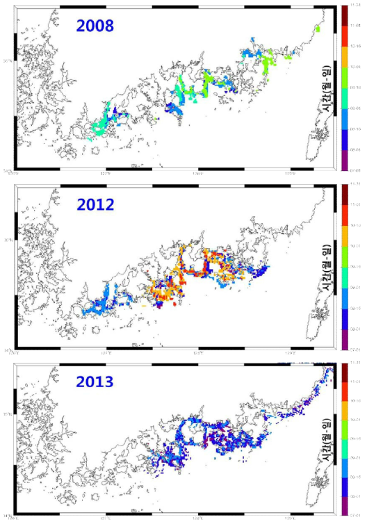 (Continued) 적조 발생의 시·공간적 변화