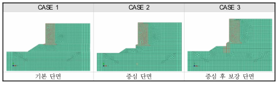 해석 조건별 단면