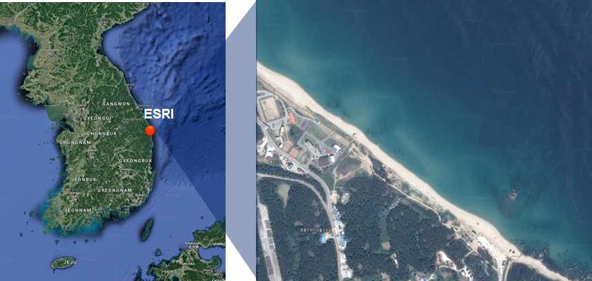 동해연구소(ESRI) 위치 및 후정해수욕장(출처: Google Map)