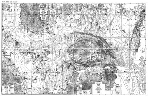 The water depth and rock depth map before harbour development (‘Report for bathymetry survey and geological profiling in Yeosu and Gwangyang, Ministry of Construction, 1973)