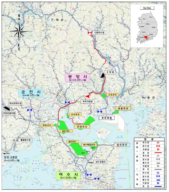 The map of Gwangyang(Ⅲ) industrial waterworks